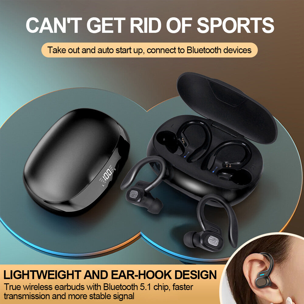 Sports Wireless Bluetooth Earphones Headphones Ear Hook Running Bass Earbuds