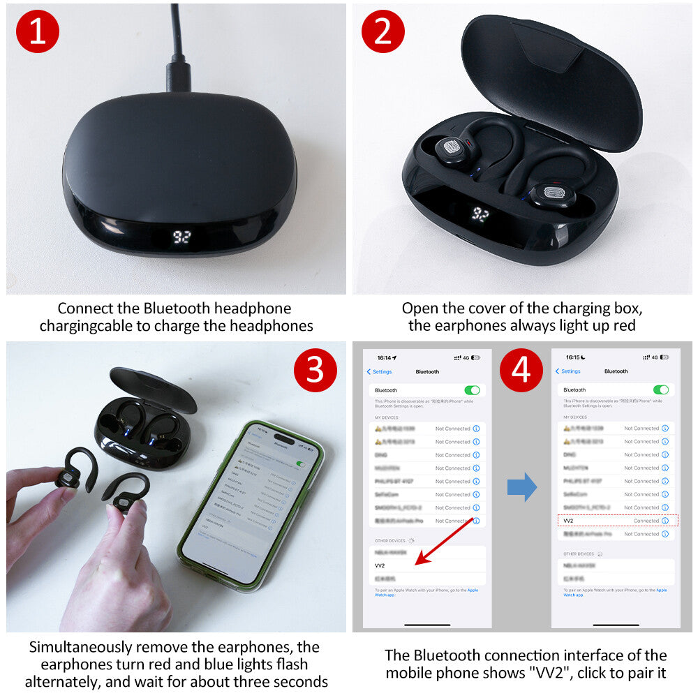 Sports Wireless Bluetooth Earphones Headphones Ear Hook Running Bass Earbuds